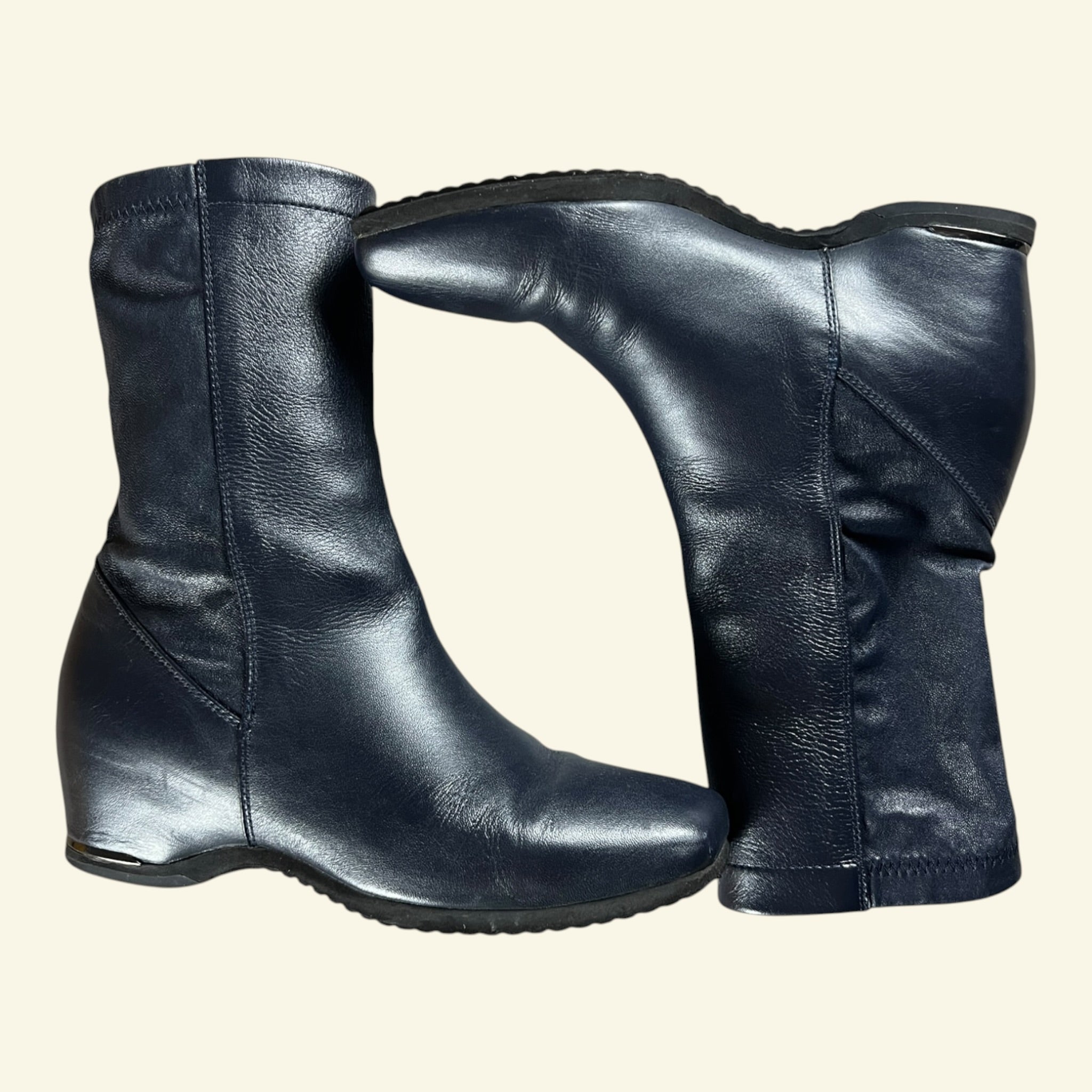 Issey Miyake Square Toe Sock Boots Navy