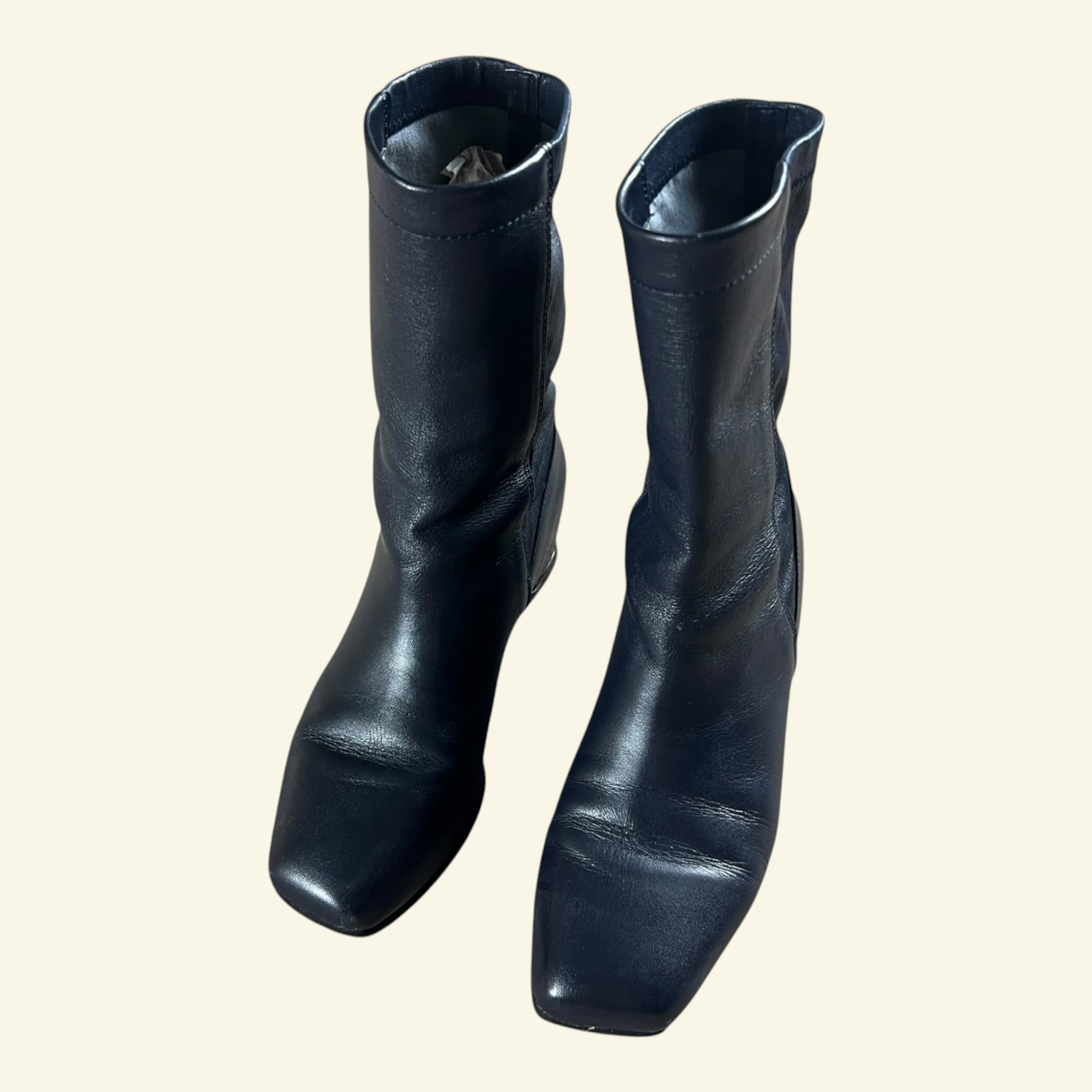 Issey Miyake Square Toe Sock Boots Navy