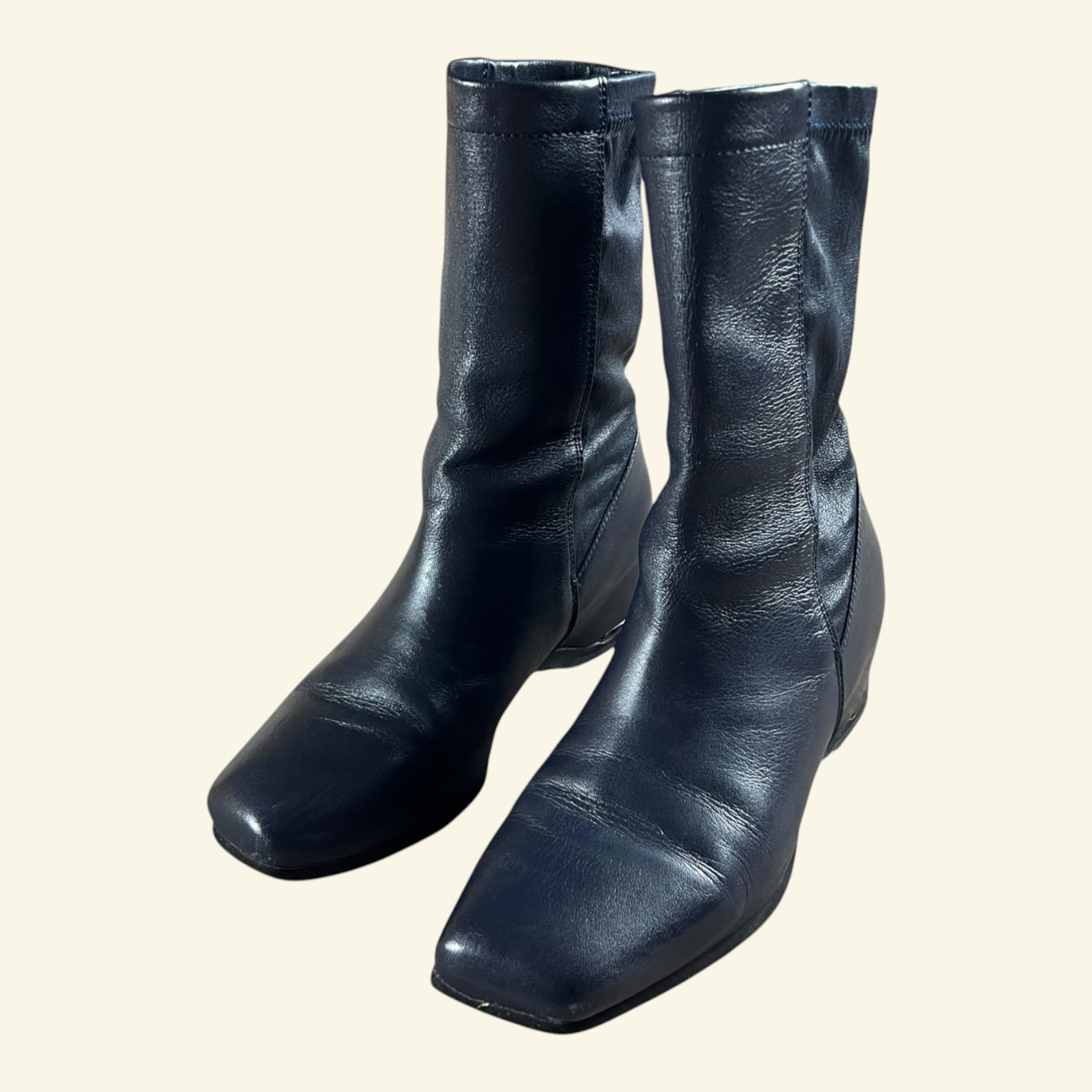 Issey Miyake Square Toe Sock Boots Navy
