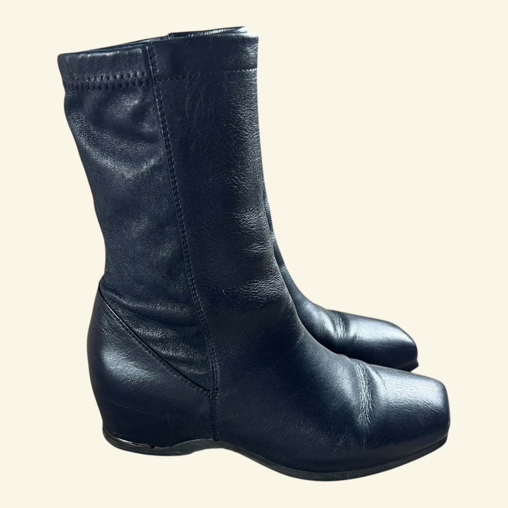 Issey Miyake Square Toe Sock Boots Navy